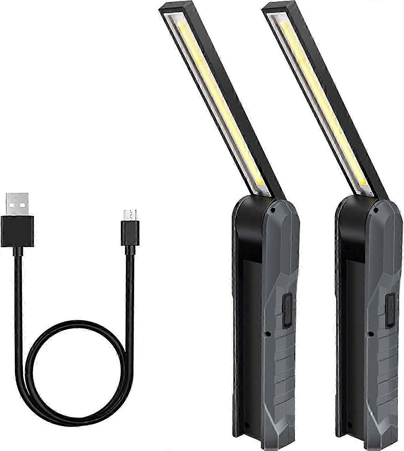 2 Pieces Rechargeable Led Work Light, 5 Modes Work Light Mechanic Light Foldable Torch Light with Magnetic Base Inspection Light for Camping, Automoti