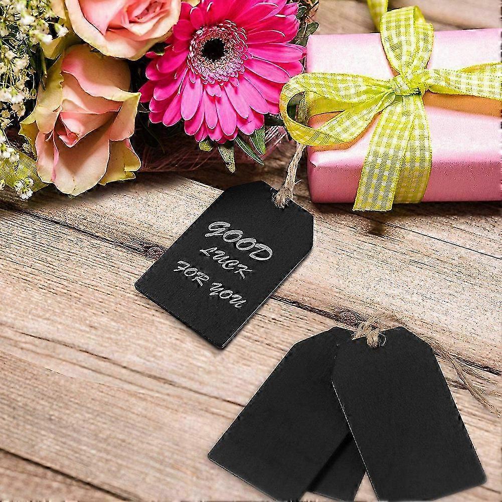 Chalkboard Tags: Hanging Wooden Mini Signs & Chalkboard Labels with Message Tags - Black