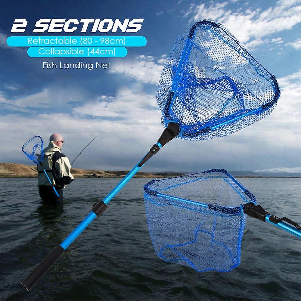 2 Section  Fishing Net Telescoping Folding Fish Landing Net for Fly Fishing Catch and Release