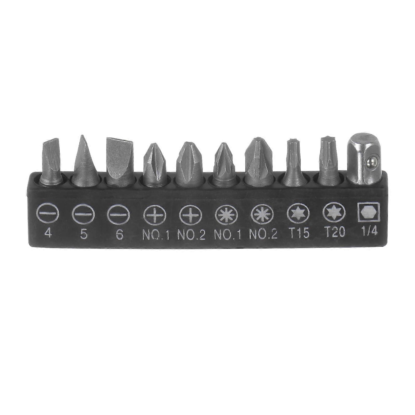 Screwdriver Bit Set, 1/4' Hex Shank, Torx Square Slotted Phillips Pozi Screwdriver Bits (Applications: for Home Maintenance), 10Pieces