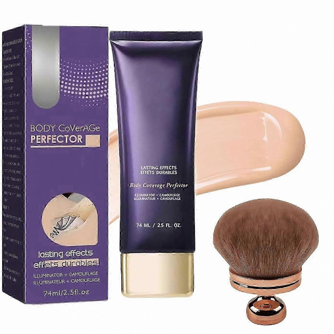 Full Coverage Body Perfector with Waterproof Concealer and Large Makeup Brush for Tattoos and Complexion Correction