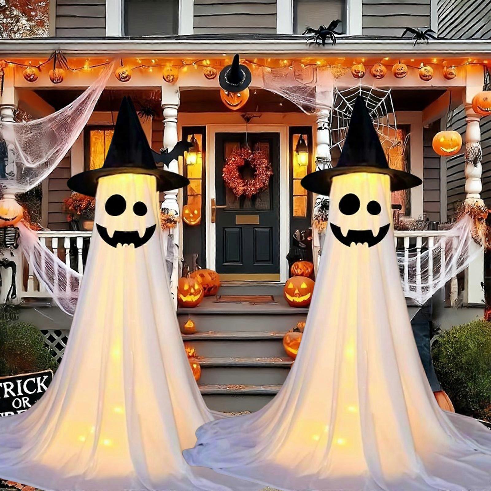 Amore spaventoso all'aperto al coperto scena di Halloween Qrnament, spaventoso spettro Qrnament con cappello da strega e luci a LED per portico anteriore, cortile, giardino, orrore per feste