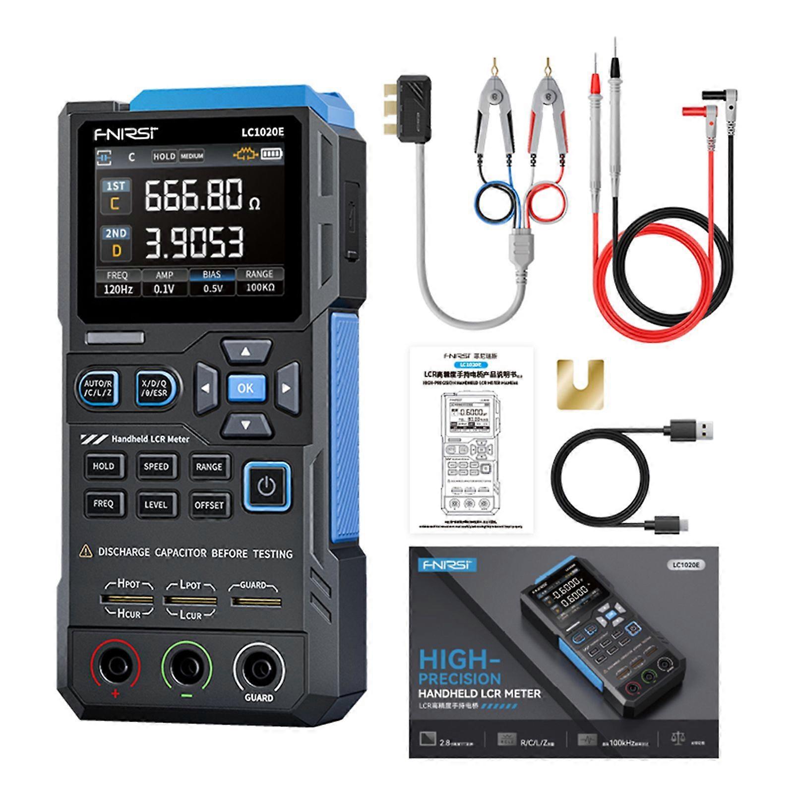 FNIRSI LC1020E Handheld LCR Bridge Meter - Digital Multimeter for Resistor/Capacitor/Inductor Testing, 100Hz-100KHz