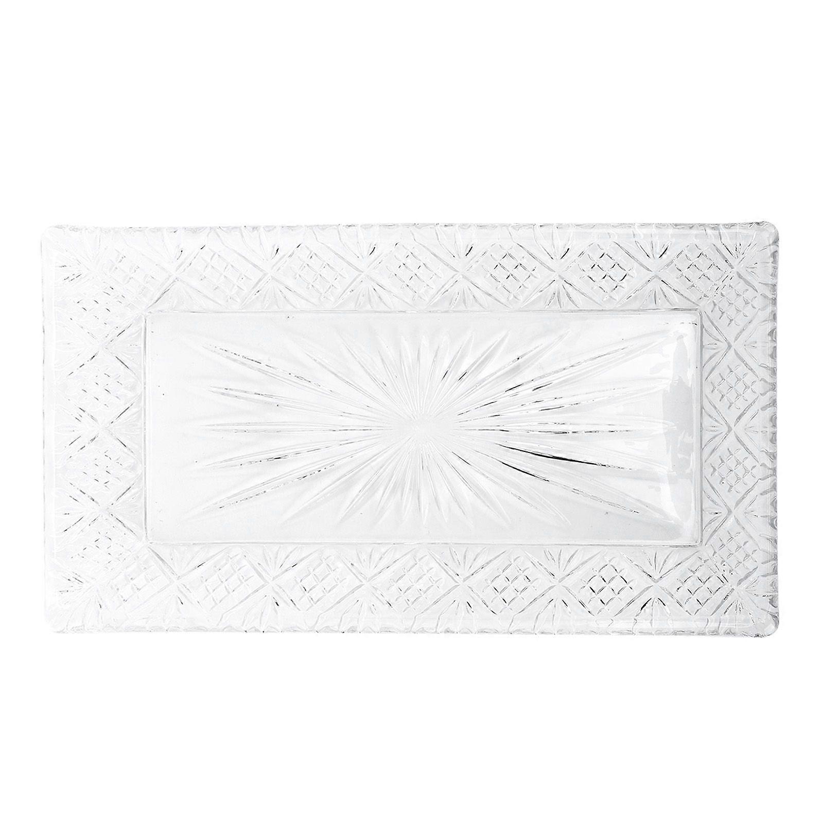 Serving Tray Rectangle Glass Platter Elegant Ample Capacity Stable Pattern Serving Dish for Dinner Party Christmas Fruits