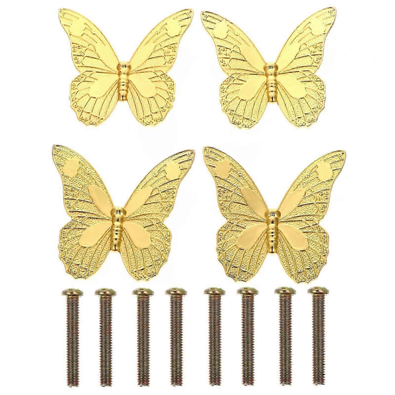 4pcs Vintage Butterflies Cupboard Door Knobs Antique Drawer Pulls Handle Knobs