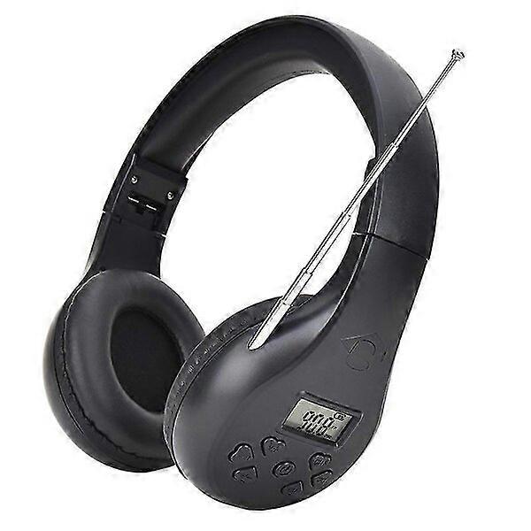 Portable foldable FM wireless headphones with 30-hour battery life and one-button preset station selection