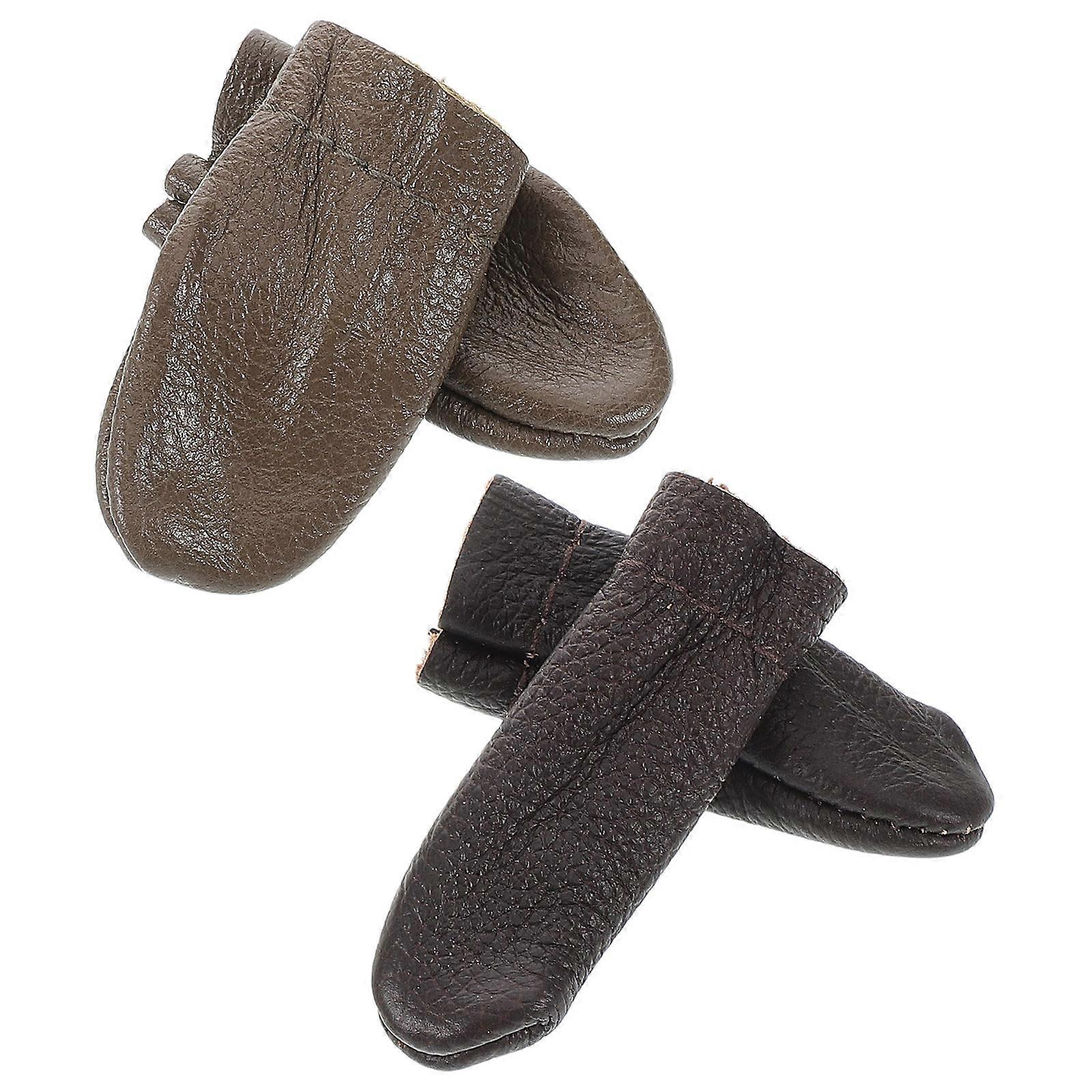 finger Protectors for Needlework and Crafting Sturdy Brown Covers with Comfortable Fit Thumb and Index Guard