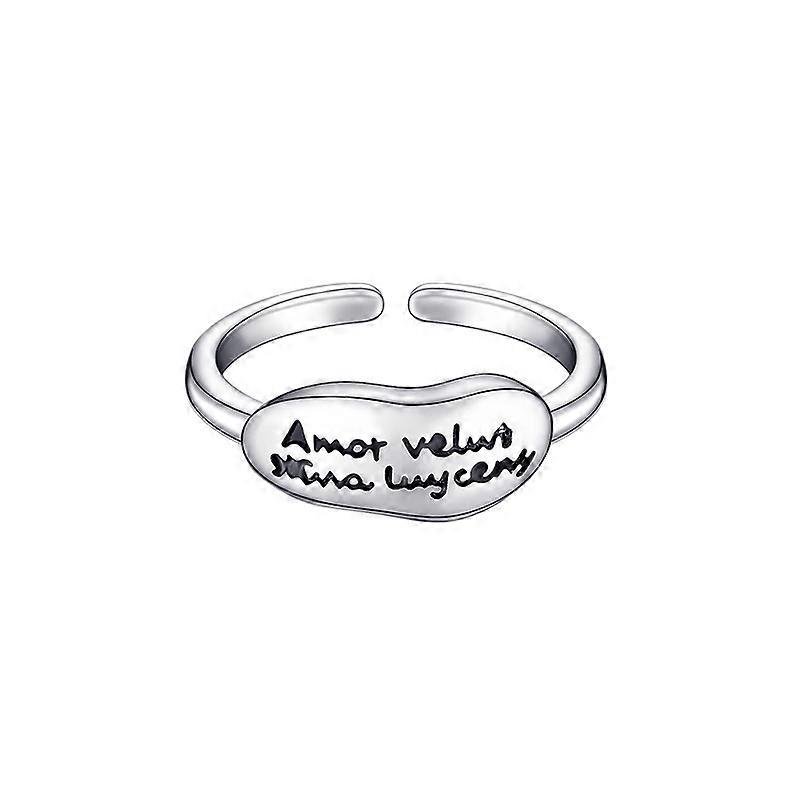 Ring, Fashionable Versatile Irregular Bean English Design Open Adjustable Band