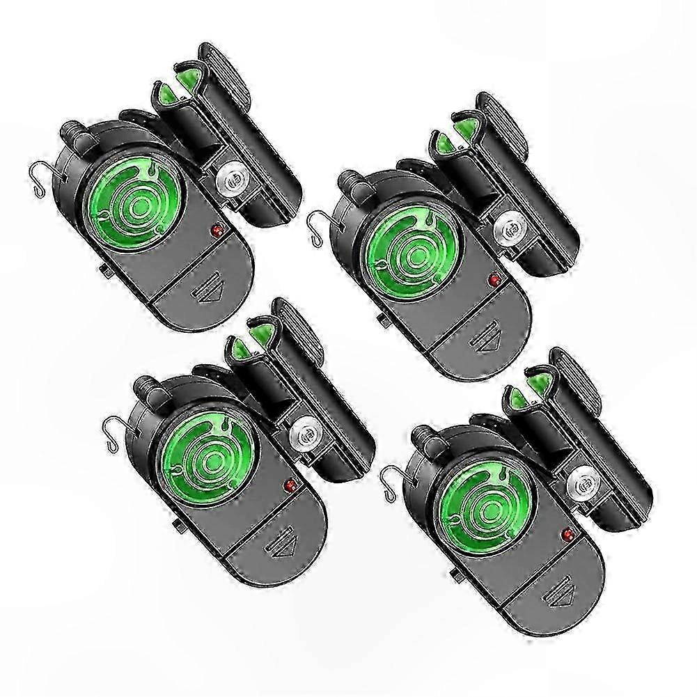 4-Piece Sensitive Fishing Bite Alarms with LED Lights and Sound Alert