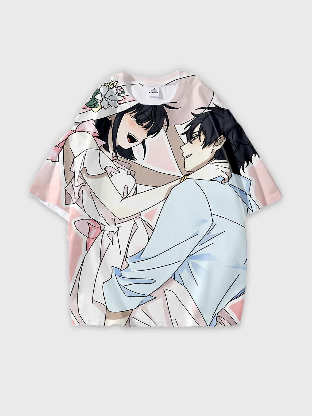 T-Shirt Round Neck, Loose Short Sleeve Link Click Graphic Tee, Unisex Summer Casual Top W591