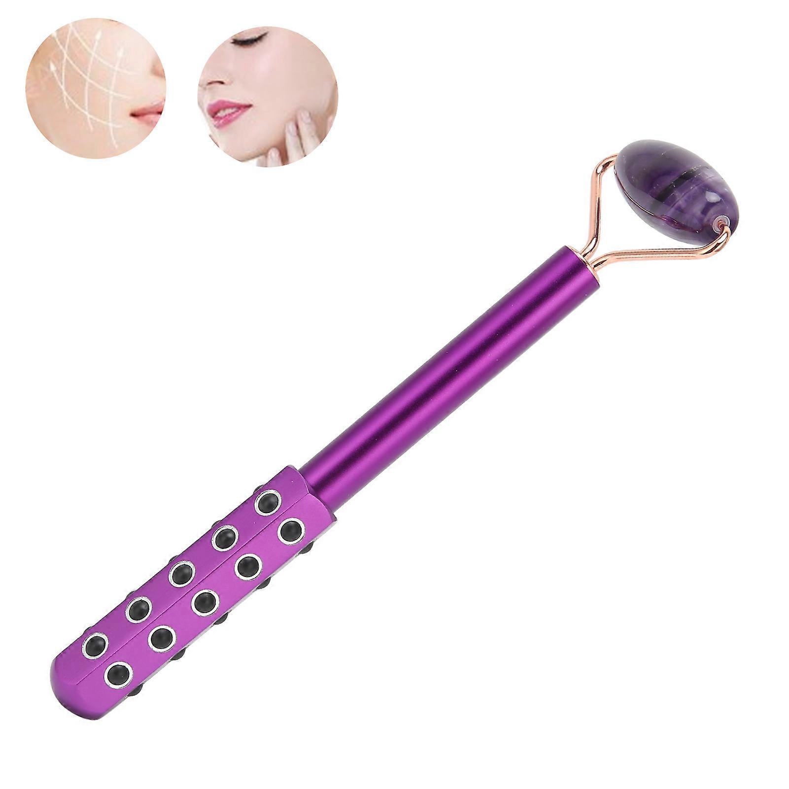 Double Head Germanium Face Massage Roller Portable Purple Tool