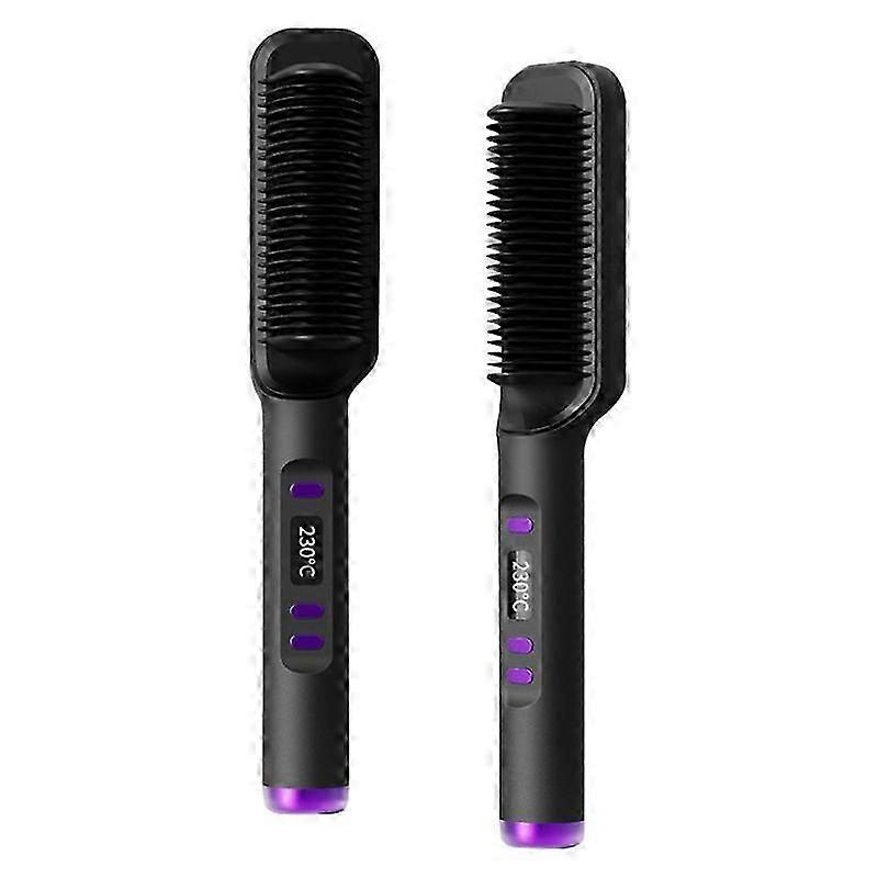 LCD Negative Ion Hair Straightening Comb with Lazy Curling Iron Function - Electric Curling Comb for All Hair Types