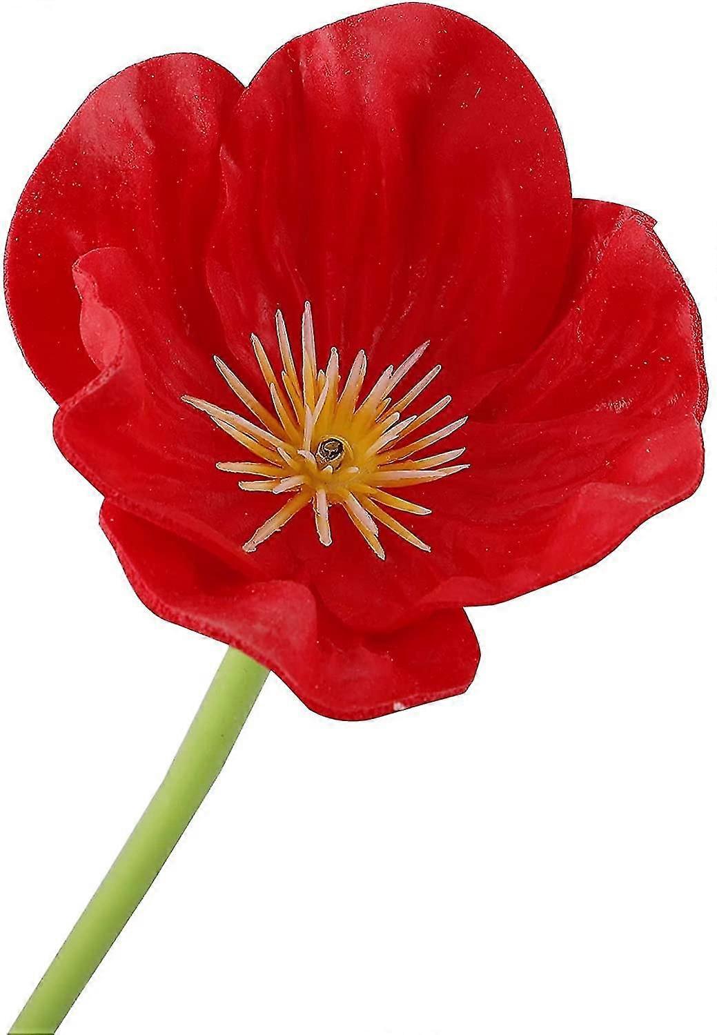 Lot Of 10 Artificial Poppies In Polyurethane With Realistic Touch