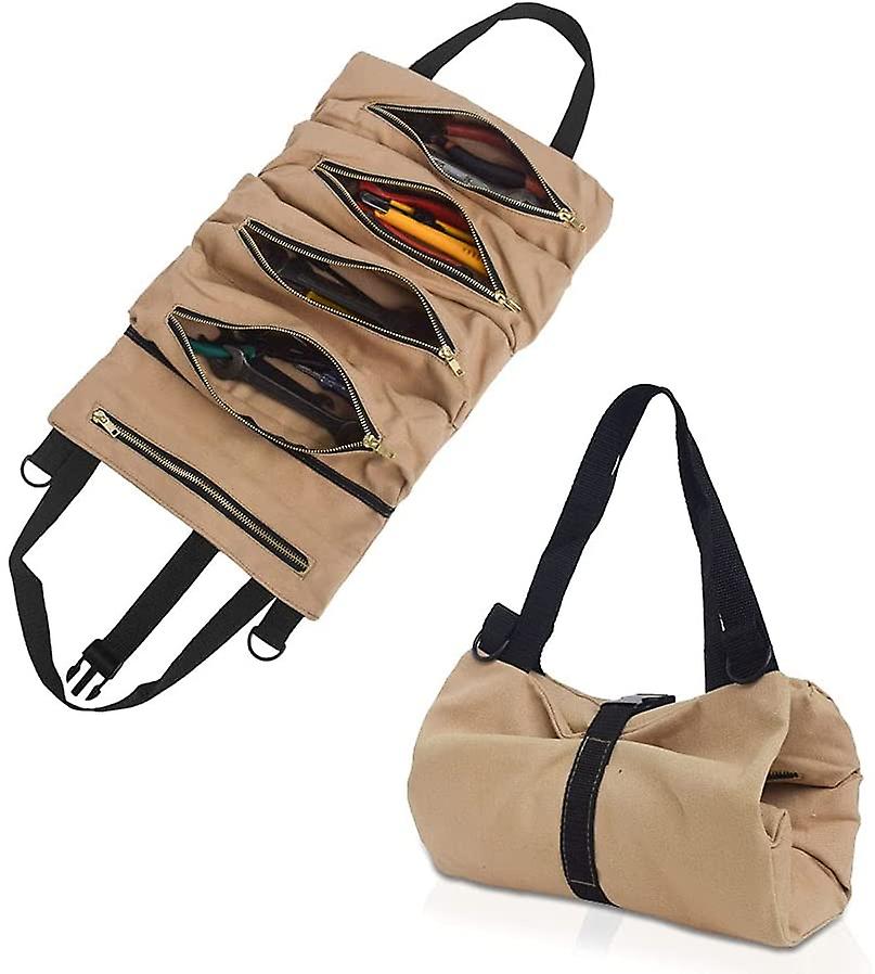 Canvas Tool Bag, Versatile Tool Bag with 5 Pockets, Wear-Resistant Tool Bag for Daily Home Woodworki
