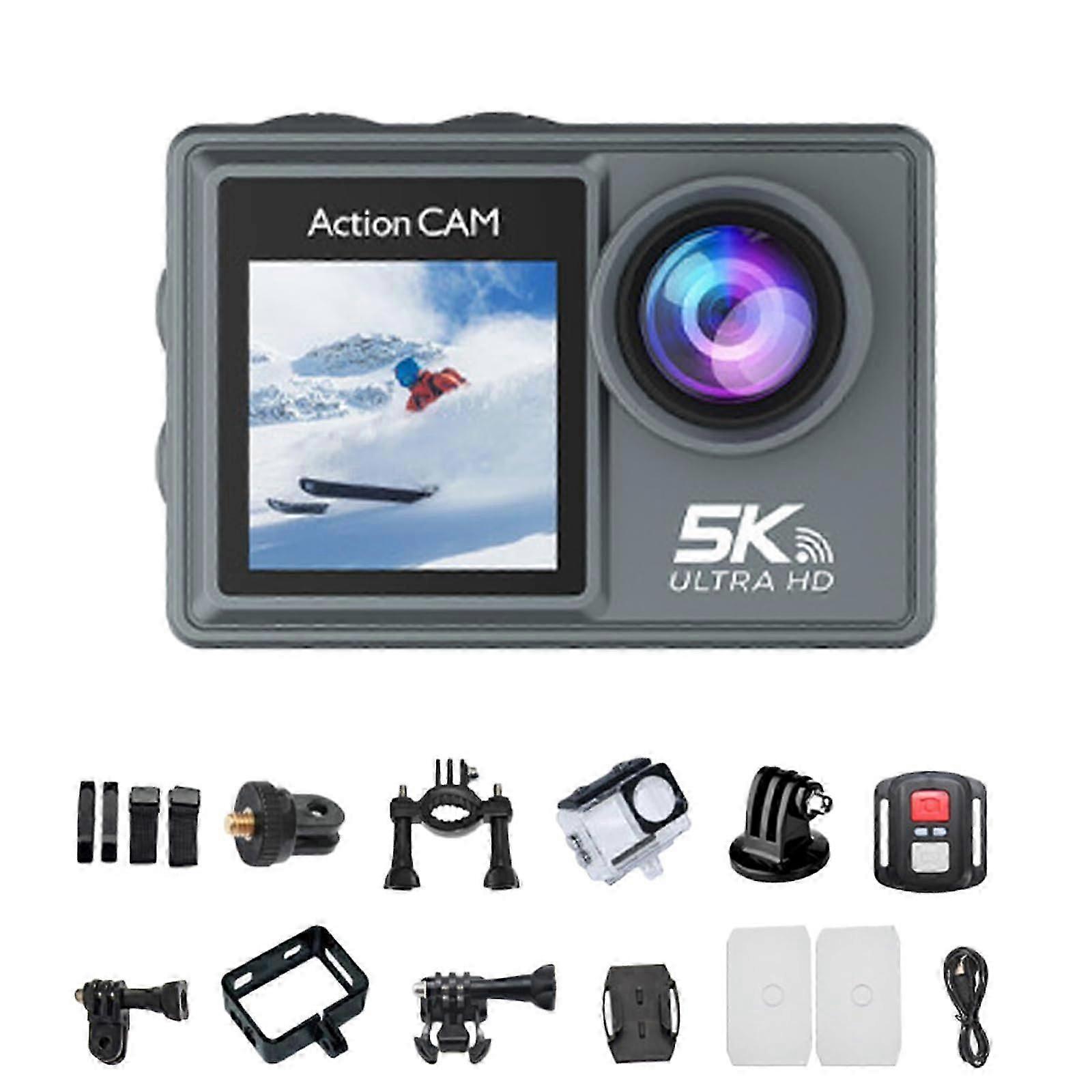 Action Camera with 32/64/128GB Memory Card, Waterproof and AntiShake, UltraWide Angle Touchscreen Sports Camera