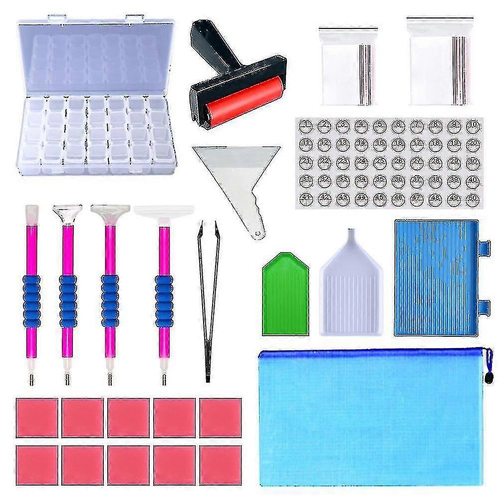 77pcs 5d Diamond Painting Tools Kit Diy Embroidery Crafts Cross Stitch Accessories Storage Box