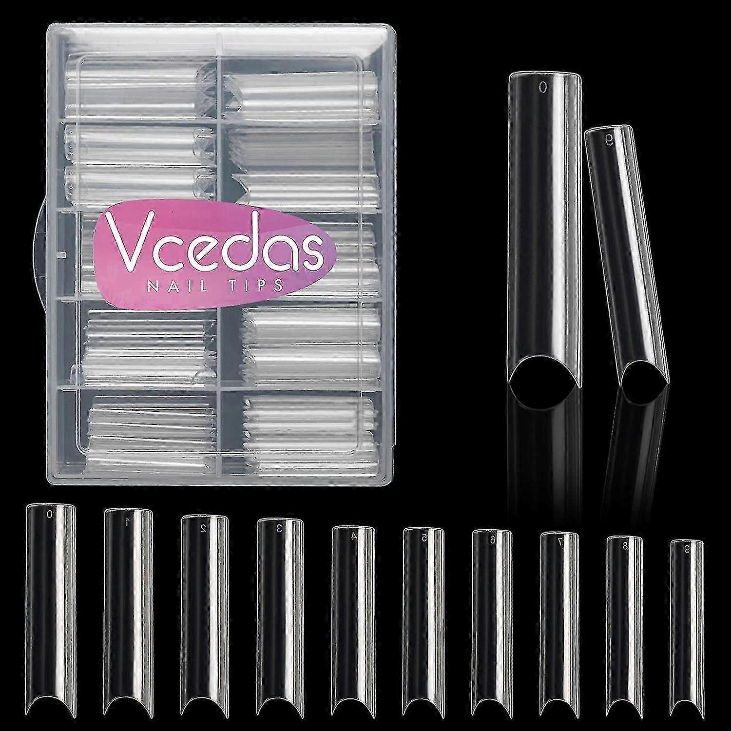 Extra Long C Curve Nail Tips Half Cover,100pcs Extra Long Straight Square Tips