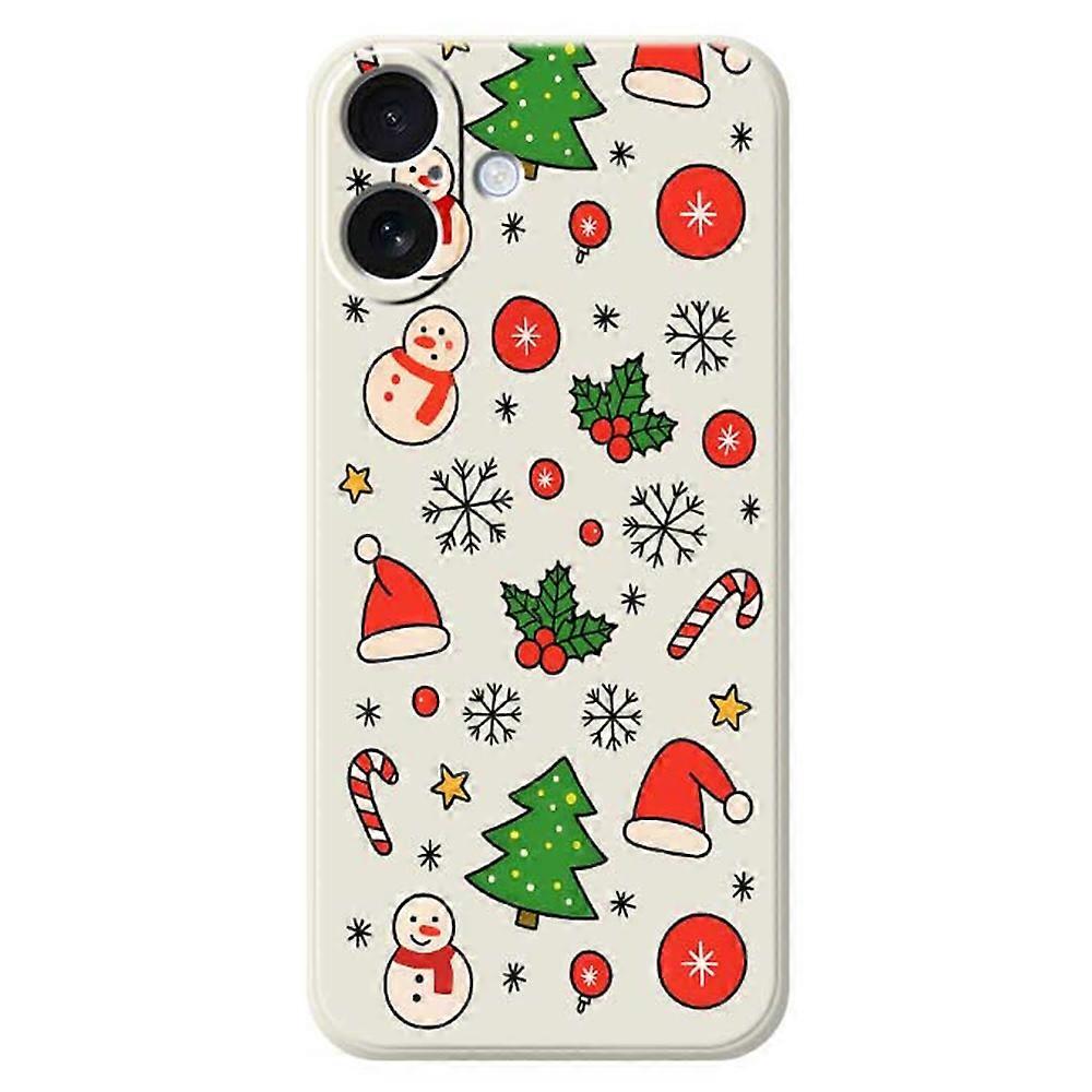 For iPhone 17 Case Christmas Elements Pattern Printing Straight Edge TPU Phone Back Cover - Beige