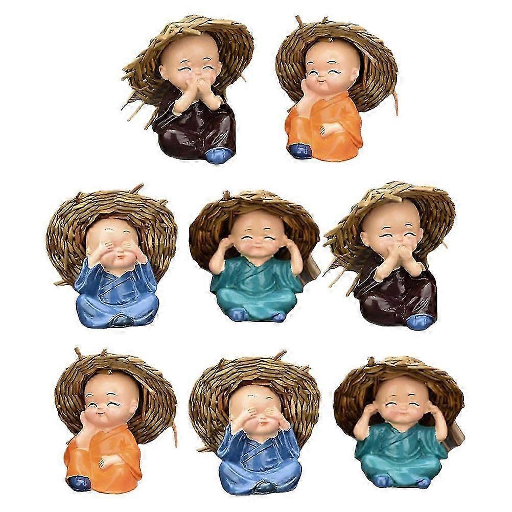 Baby Buddha Statue For Car Dashboard Decor Aromatherapy Benefits Assorted Color Resin 8Pcs