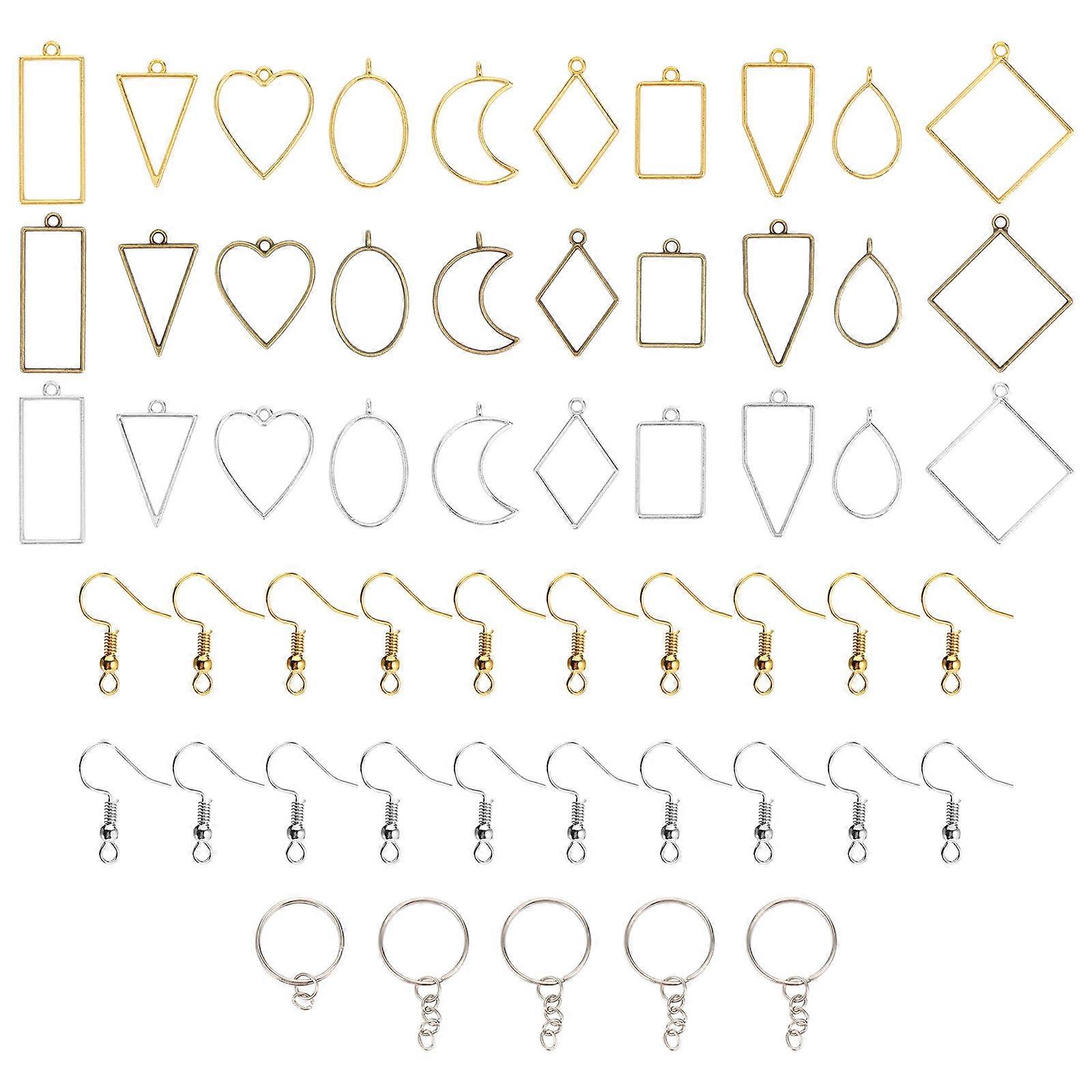 Hollow Bezel Pendant Blanks 55Pcs for Jewelry Accessories Multi Alloy for Diy Jewelry Making