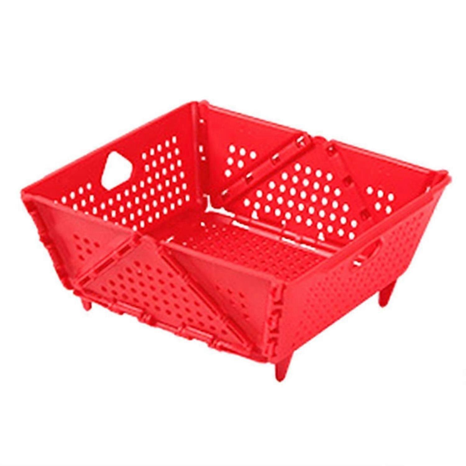 Plastic Collapsible Colander - Drain Basket with Resting Feet-red