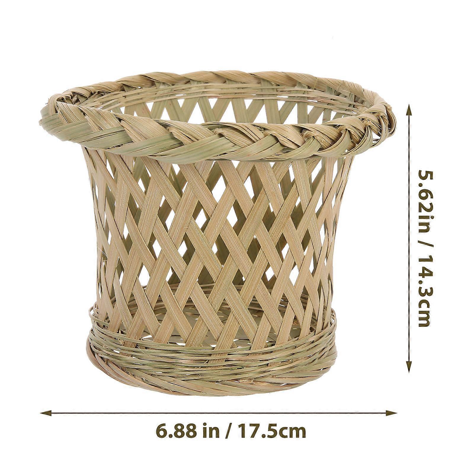Khaki Bamboo Weaving Sundries Basket for Storage Multipurpose Use