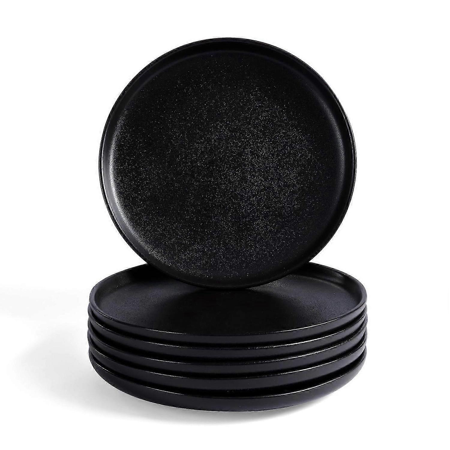 6 Set Matte Black Dinner for Plates Kitchen and Microwave Use