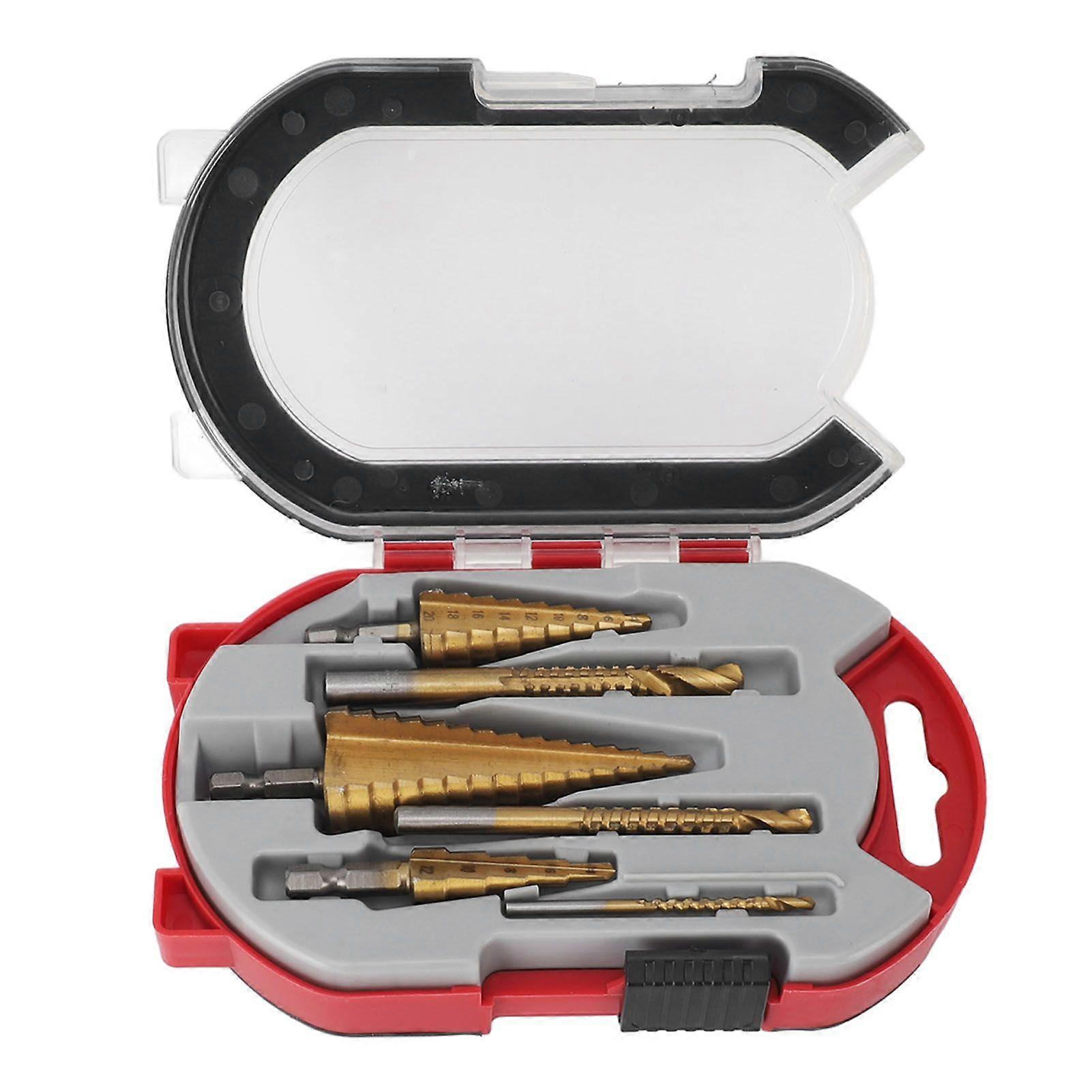 6PCS Step Drill Bit Set Hex Shank Electric Step Drill Bits for Wood Aluminum Alloy Copper