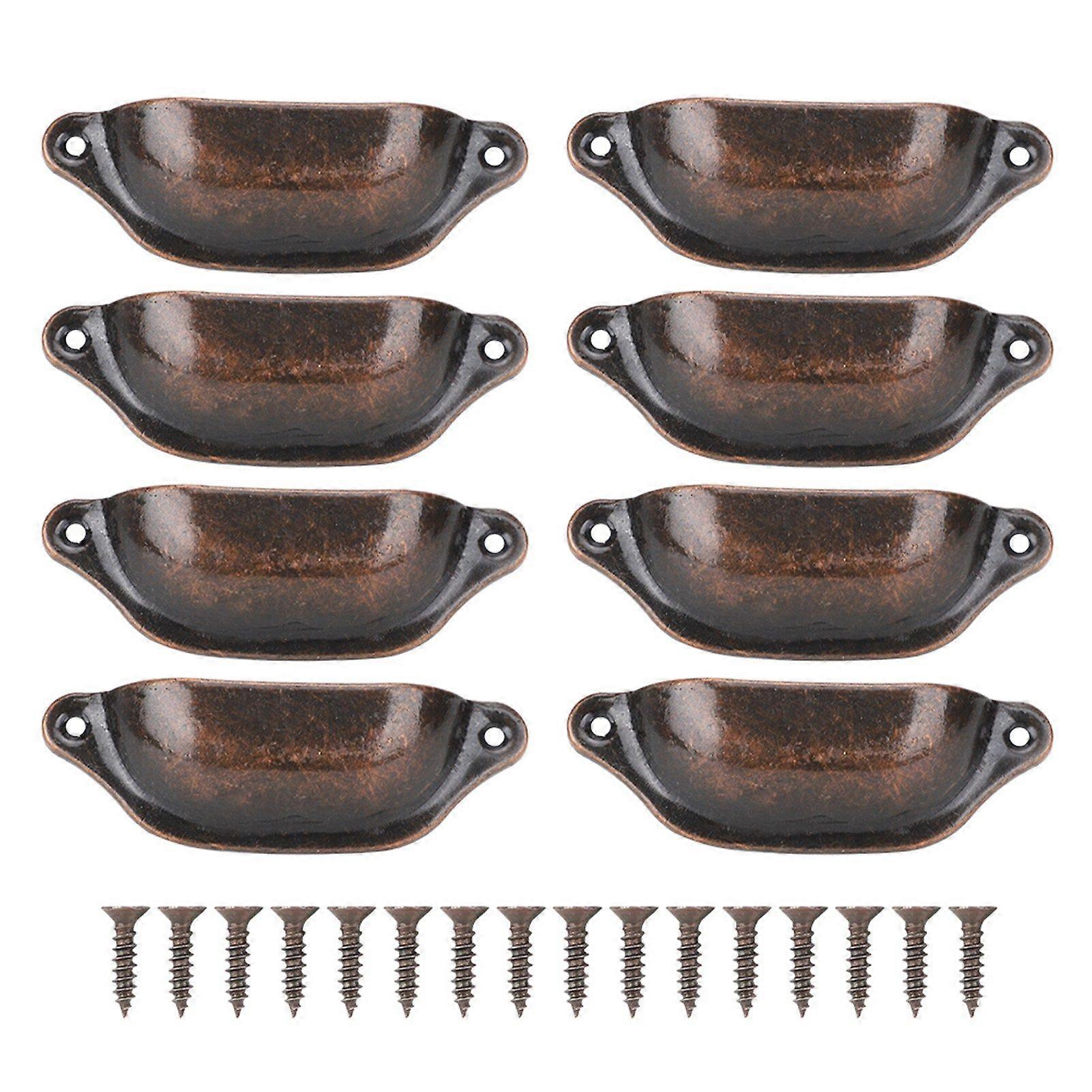Antique Pull Shell Handle Semicircular Chinese Style Furniture Pulls for Medicine Chest Bookcase Cabinet Drawer(Red Bronze )