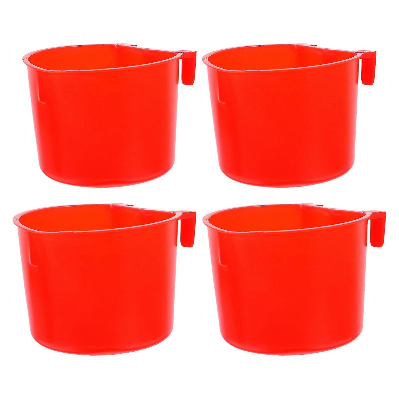 Plastic Hanging Feeding Bowls for Chicken Coop 12Pcs Durable Red Set