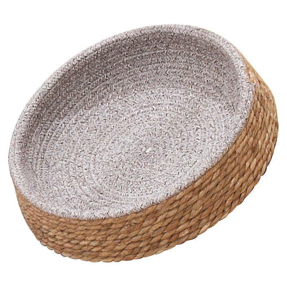 Woven Pet Bed Natural Woven Material Indoor Use Round Shape Sleeping 38.00X38.00X8.00CM Comfortable Resting 1Pcs