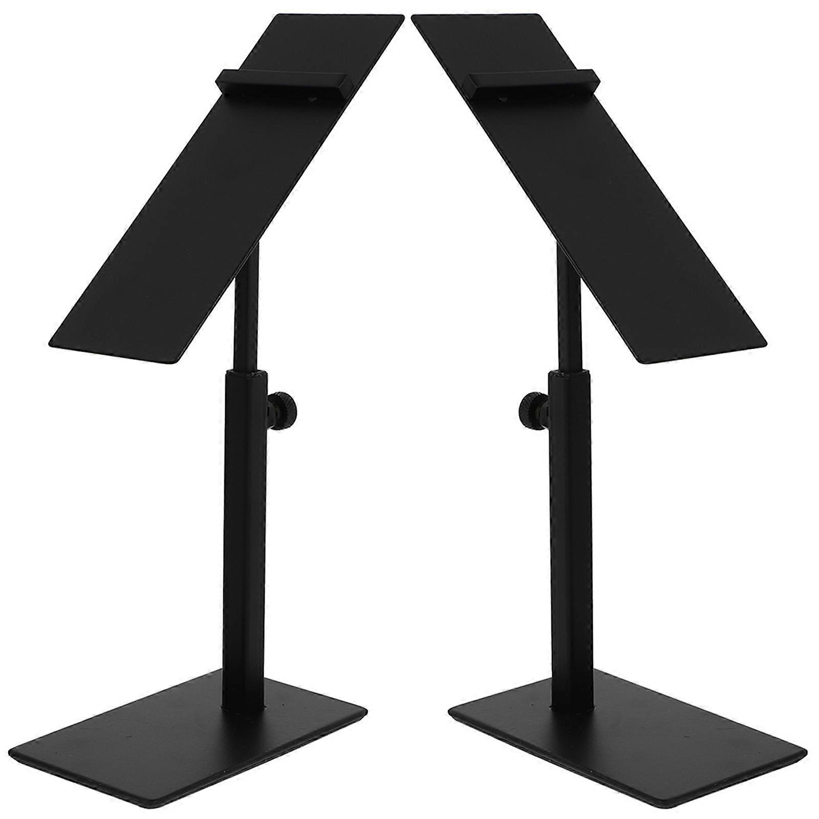 Shoe Storage Rack Adjustable Height Holders For Shoe Shop Use Rectangular Black Simple Design 2Pcs