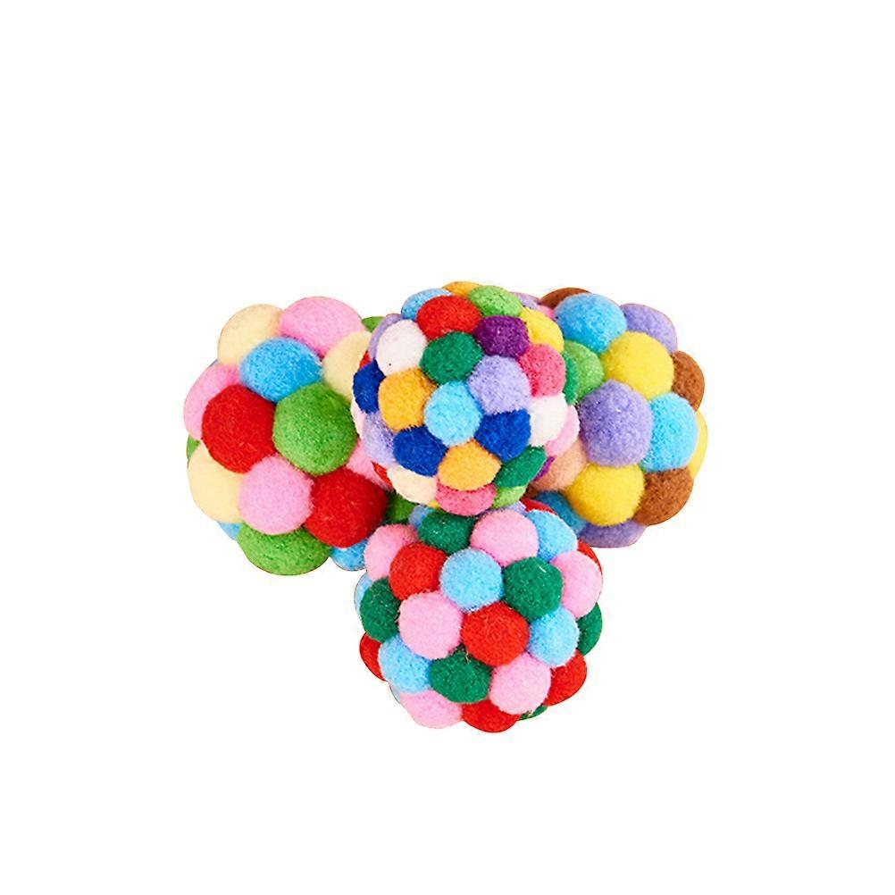 Rainbow Color Chew Ball Toys 6Pcs Interactive Pet Toys For Cats Behavior Stimulation Playtime