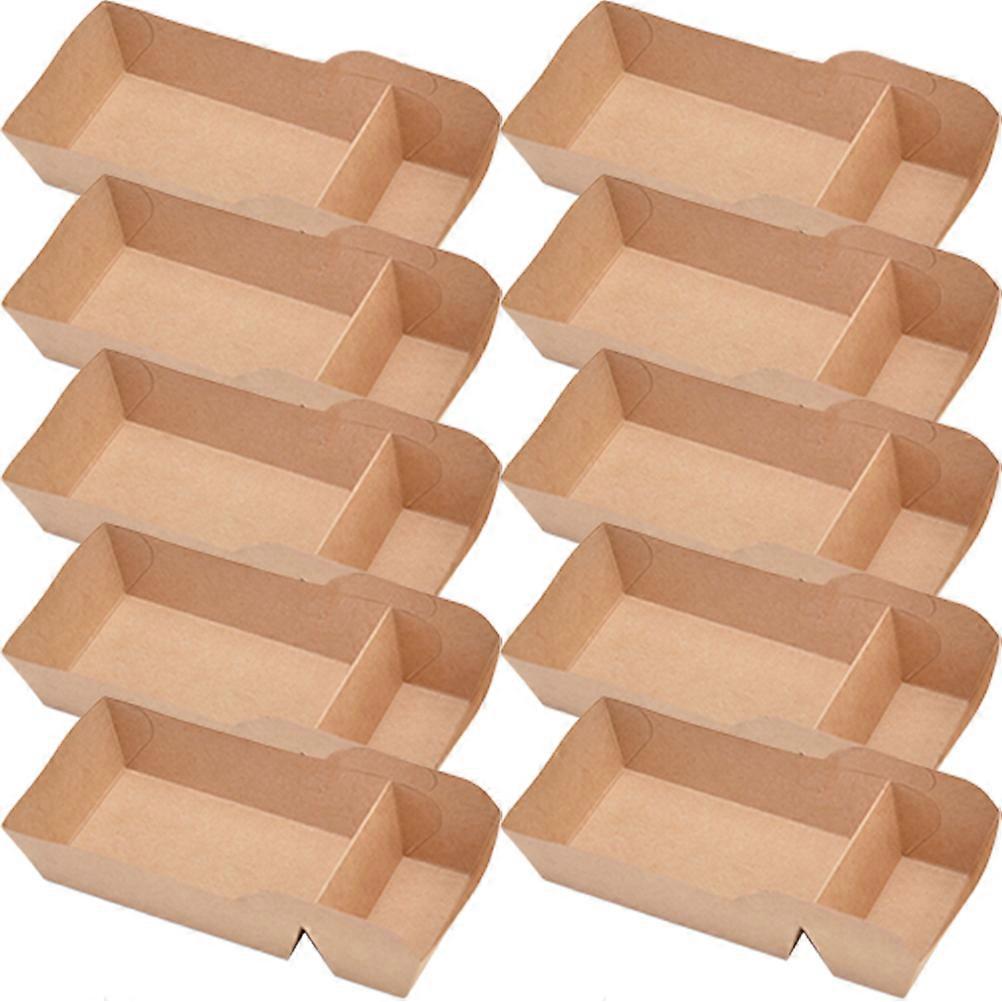 Thickened Paper Snack Boxes For Barbecues 18.00X8.50X3.50CM Khaki Color Folding Design 50Set