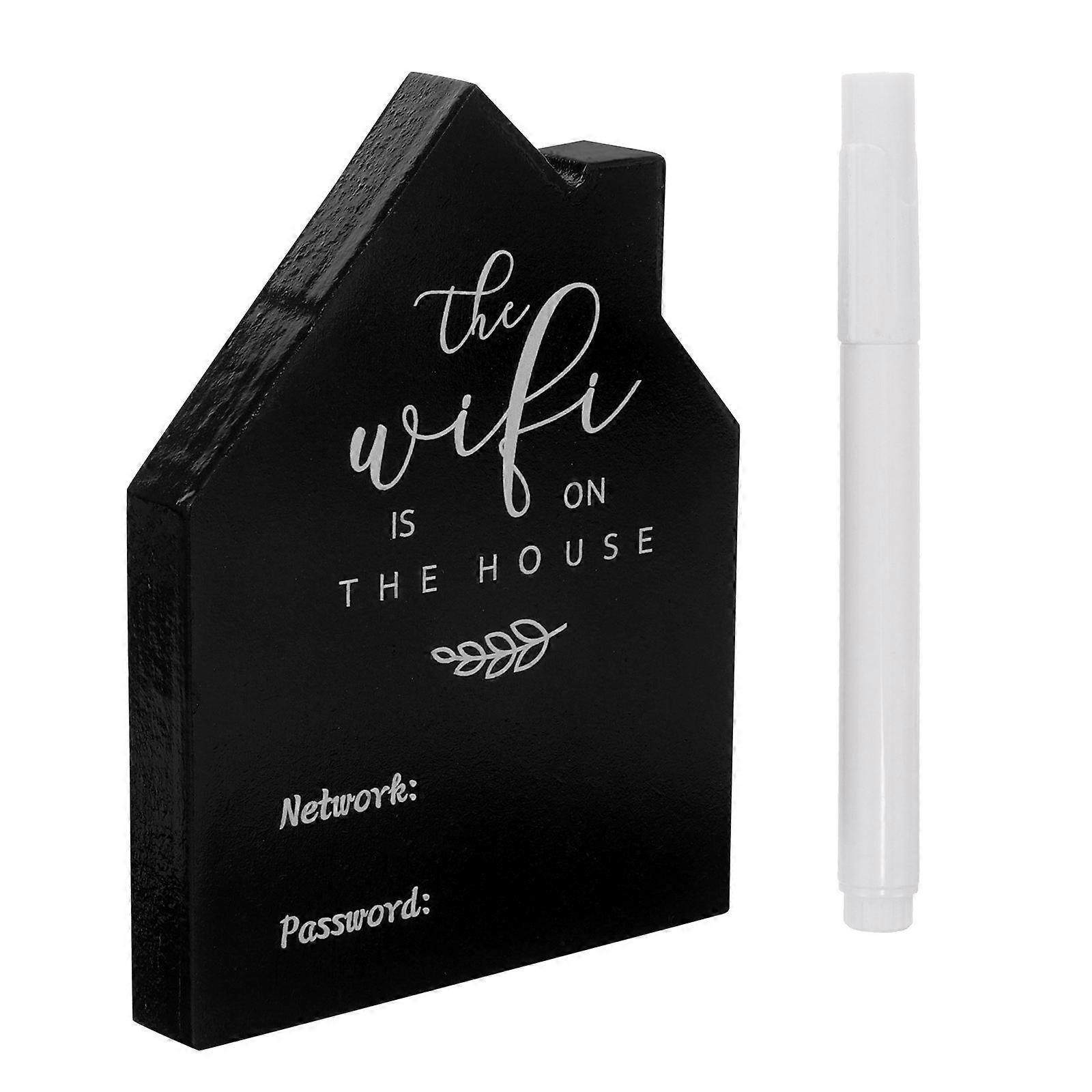 WiFi Sign Wood Desktop Display for Password 2Sets Black Material