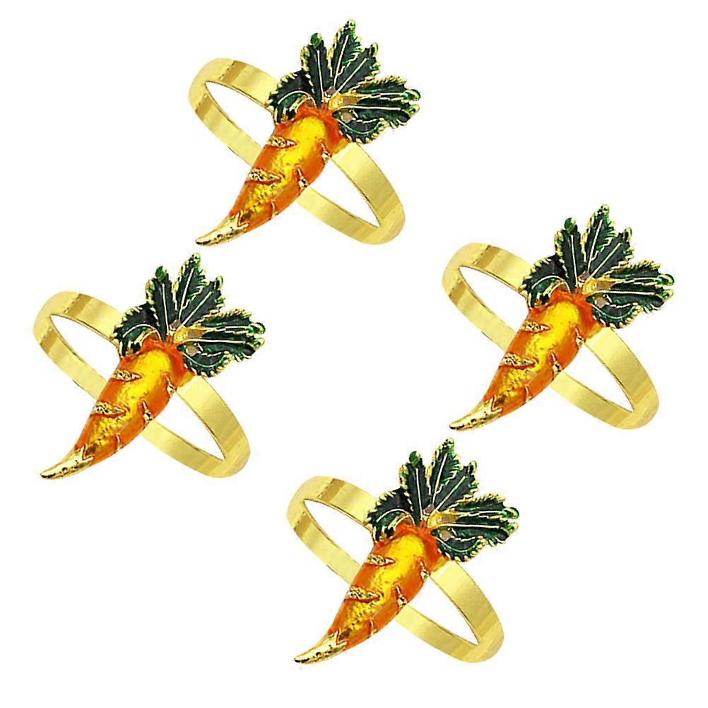 Yellow Easter Carrot Napkin Rings Table Accessories for 8Pcs Use
