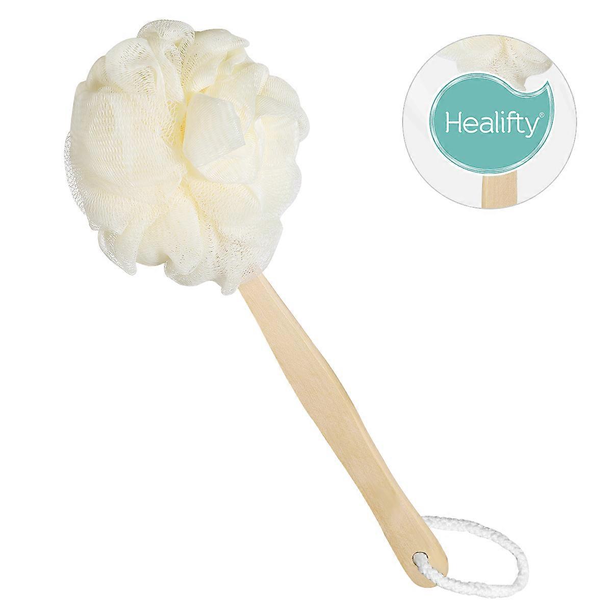 2Pcs Bath Sponge Brush for Shower Exfoliating with Bamboo Handle