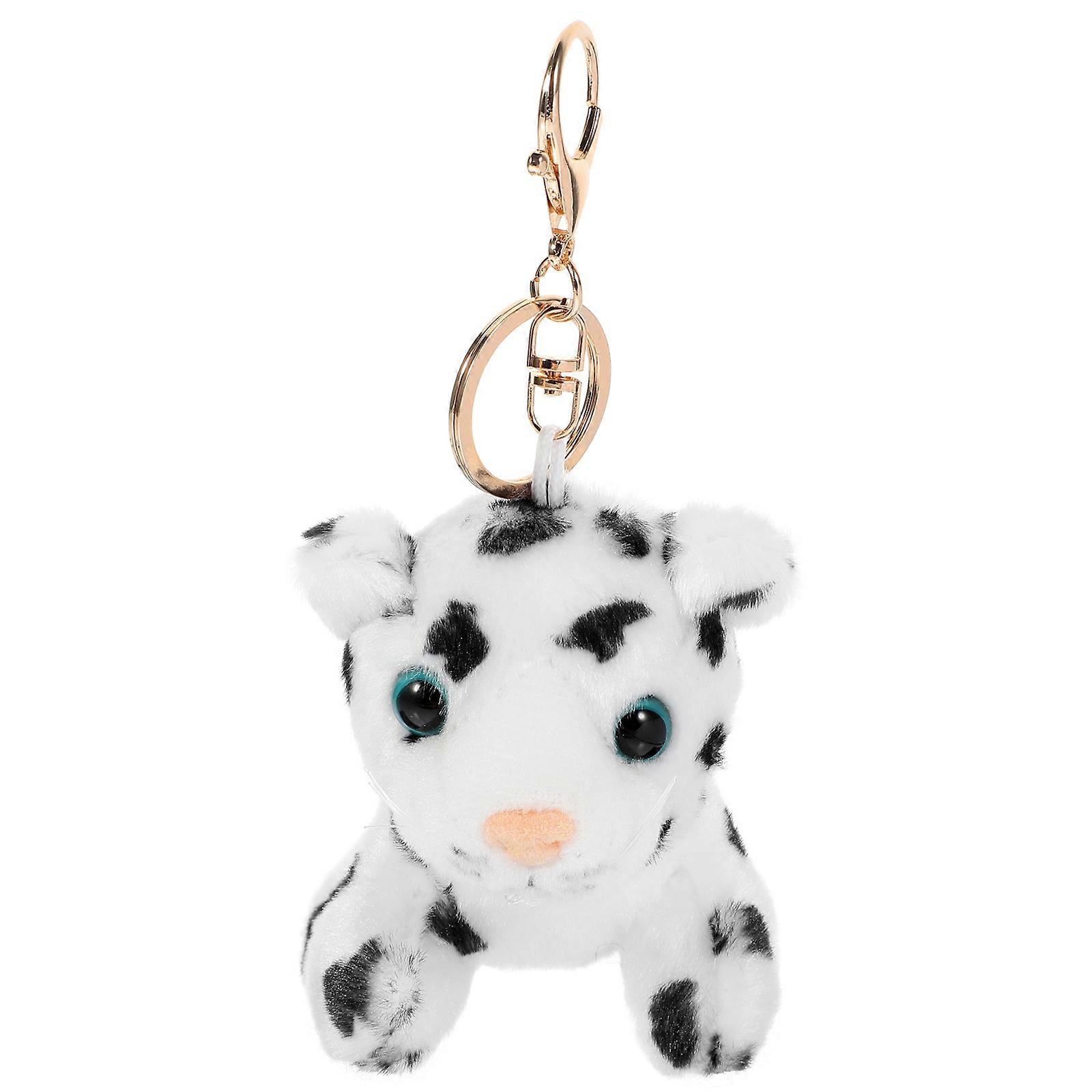 2Pcs 3D Snow Leopard Shape Keychain Pendant Cute Stuffed Bag Decoration For Children Daily Use Multi Functional Accessory