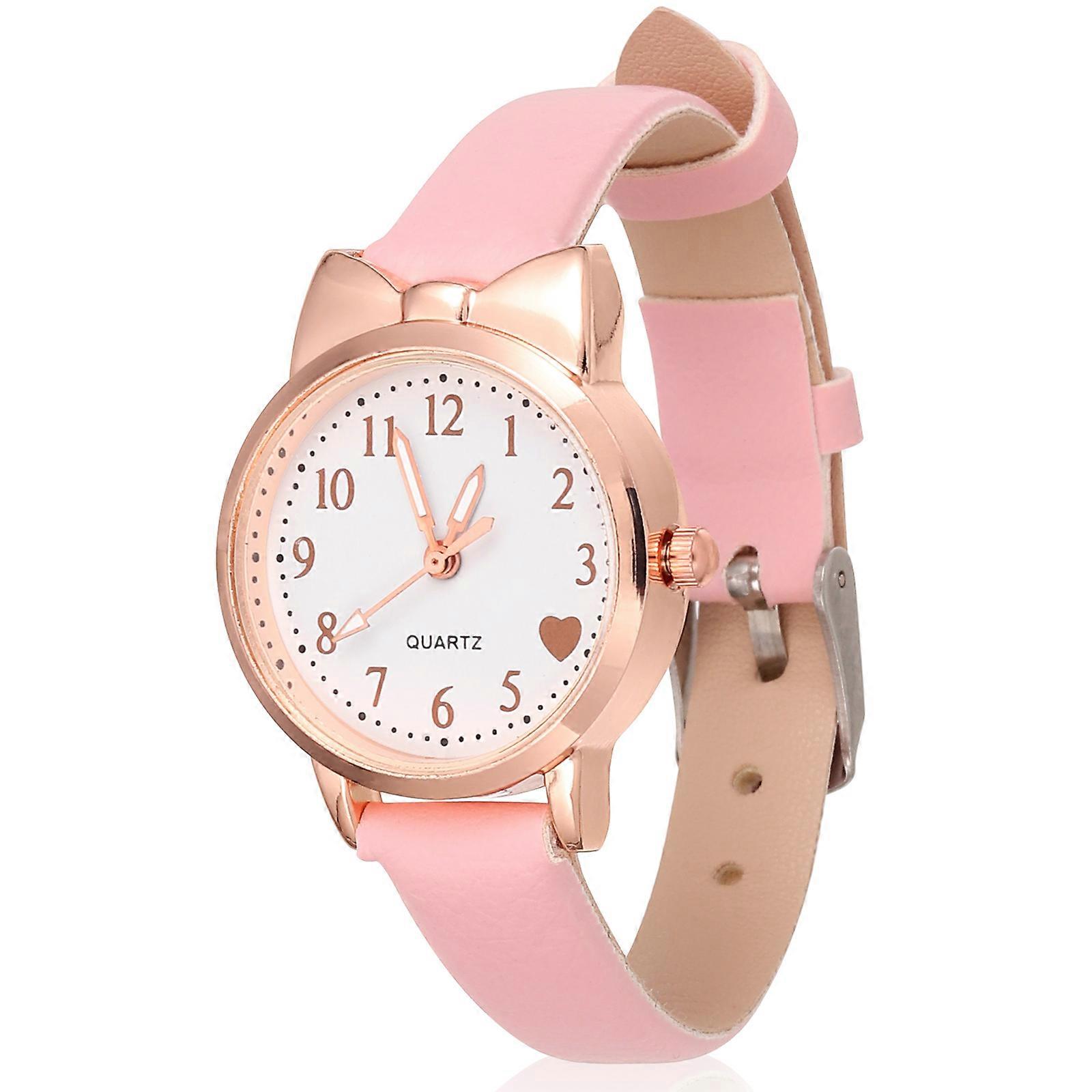 2Pcs Quartz Watch for Girls with Function Pink