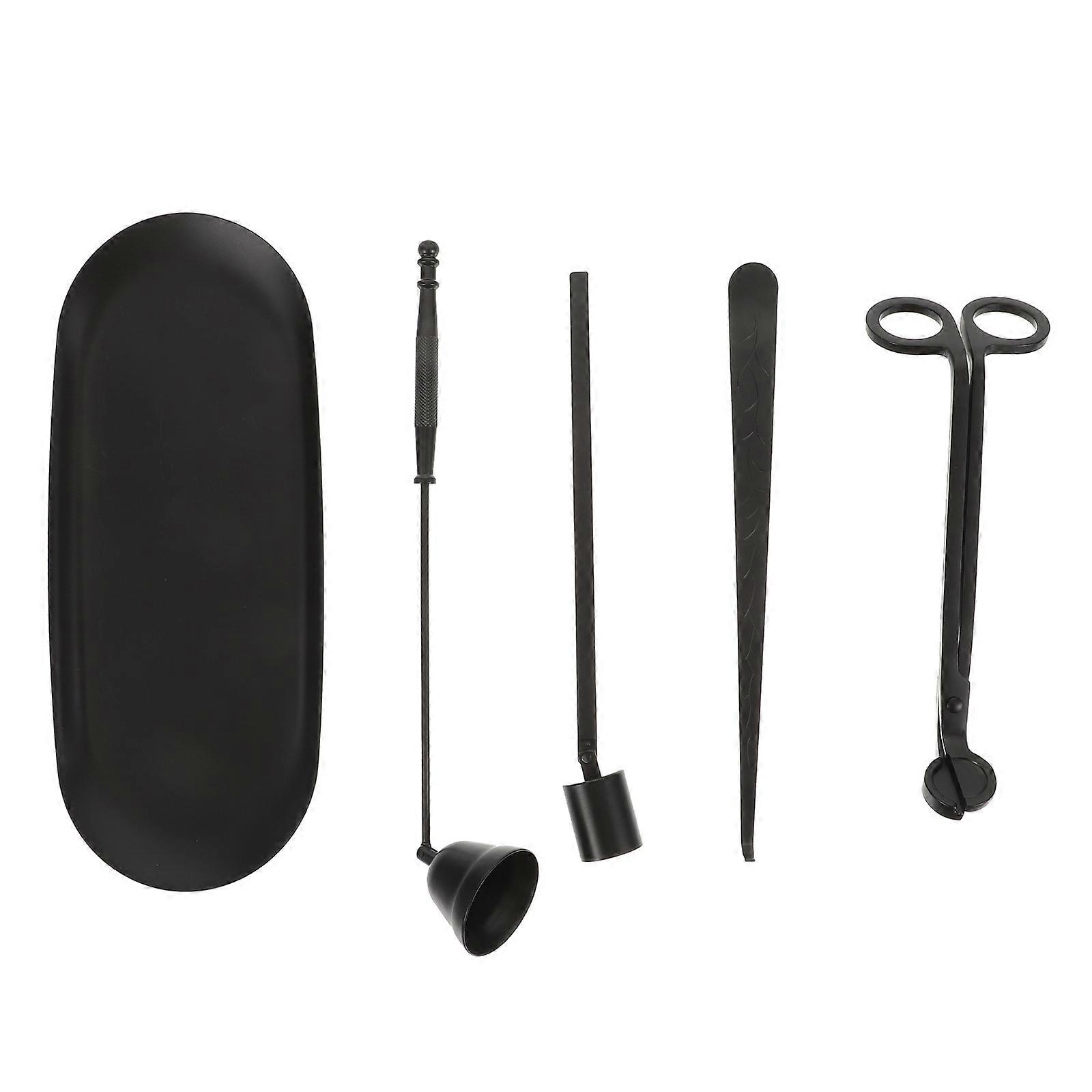 Elegant Metal Candle Wick Trimmer Set For Candle Enthusiasts Designed For Home Use Featuring Black Stainless Steel Material 1 Set