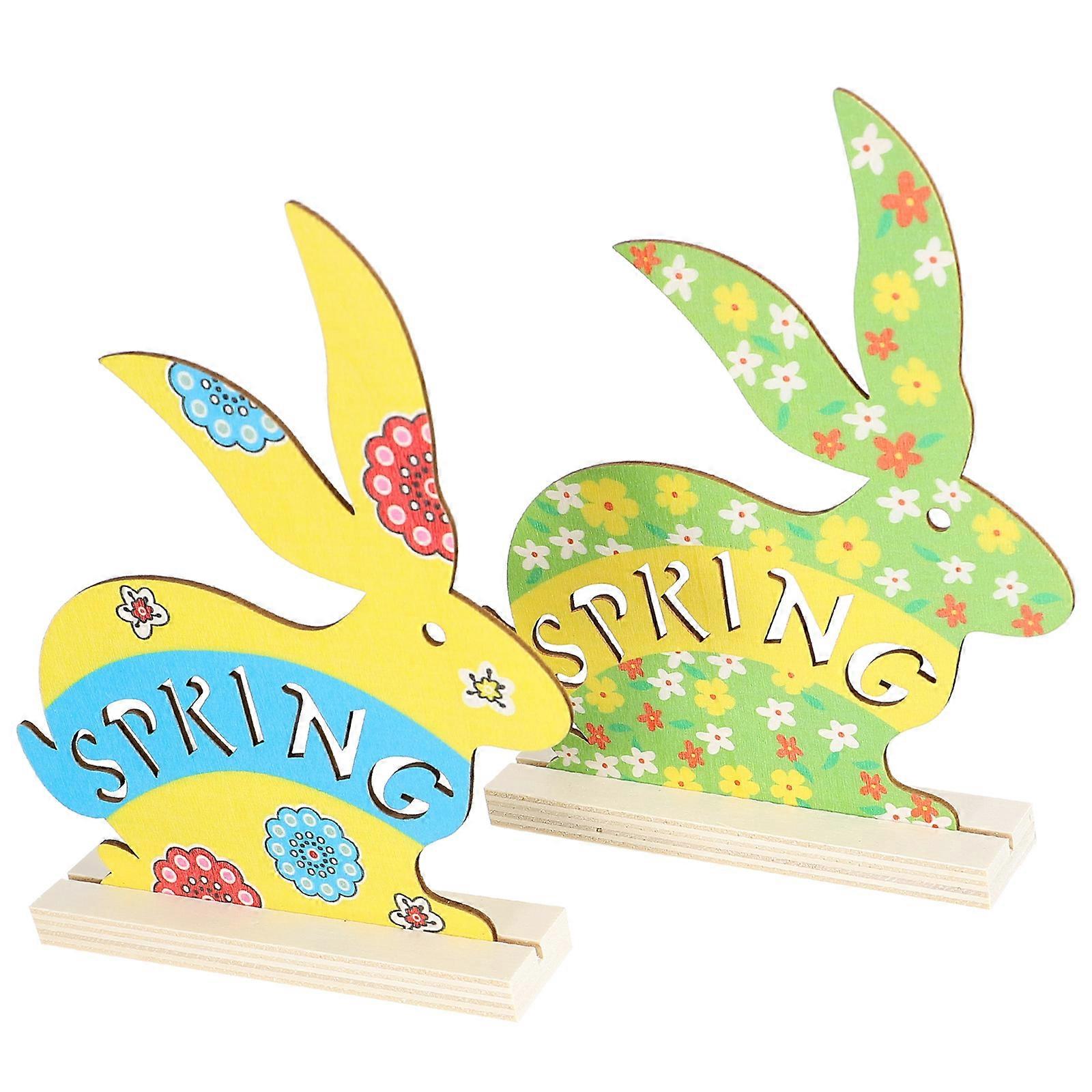Decorative Wooden Handiwork for Adornment 4Pcs Easter Adornments