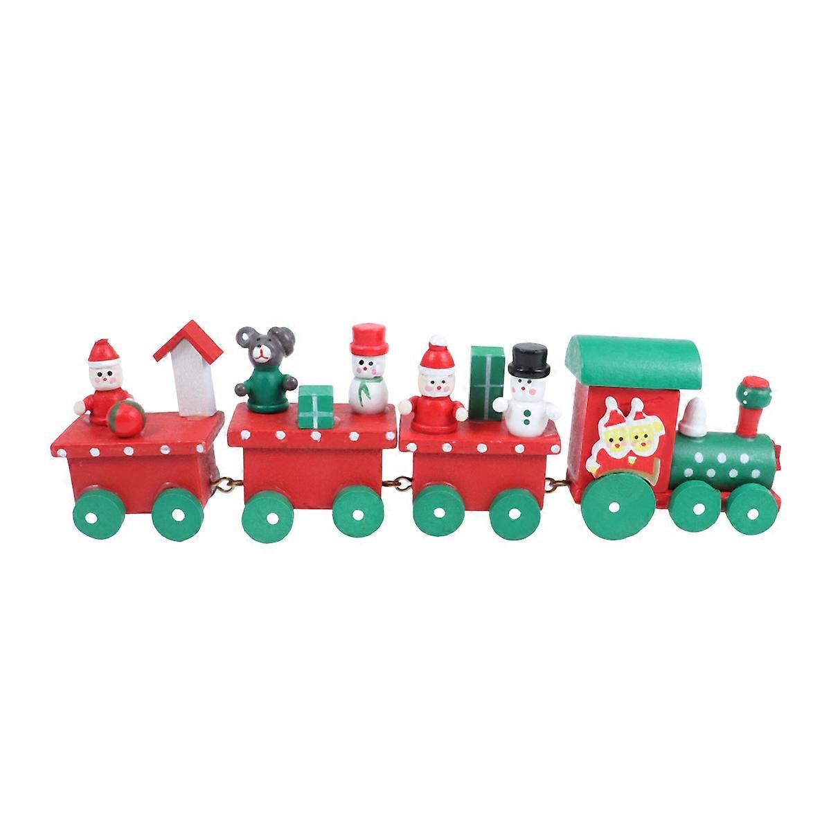Wooden Train Decor Mini Four-Section Creative Train Toy for 2Pcs Kids