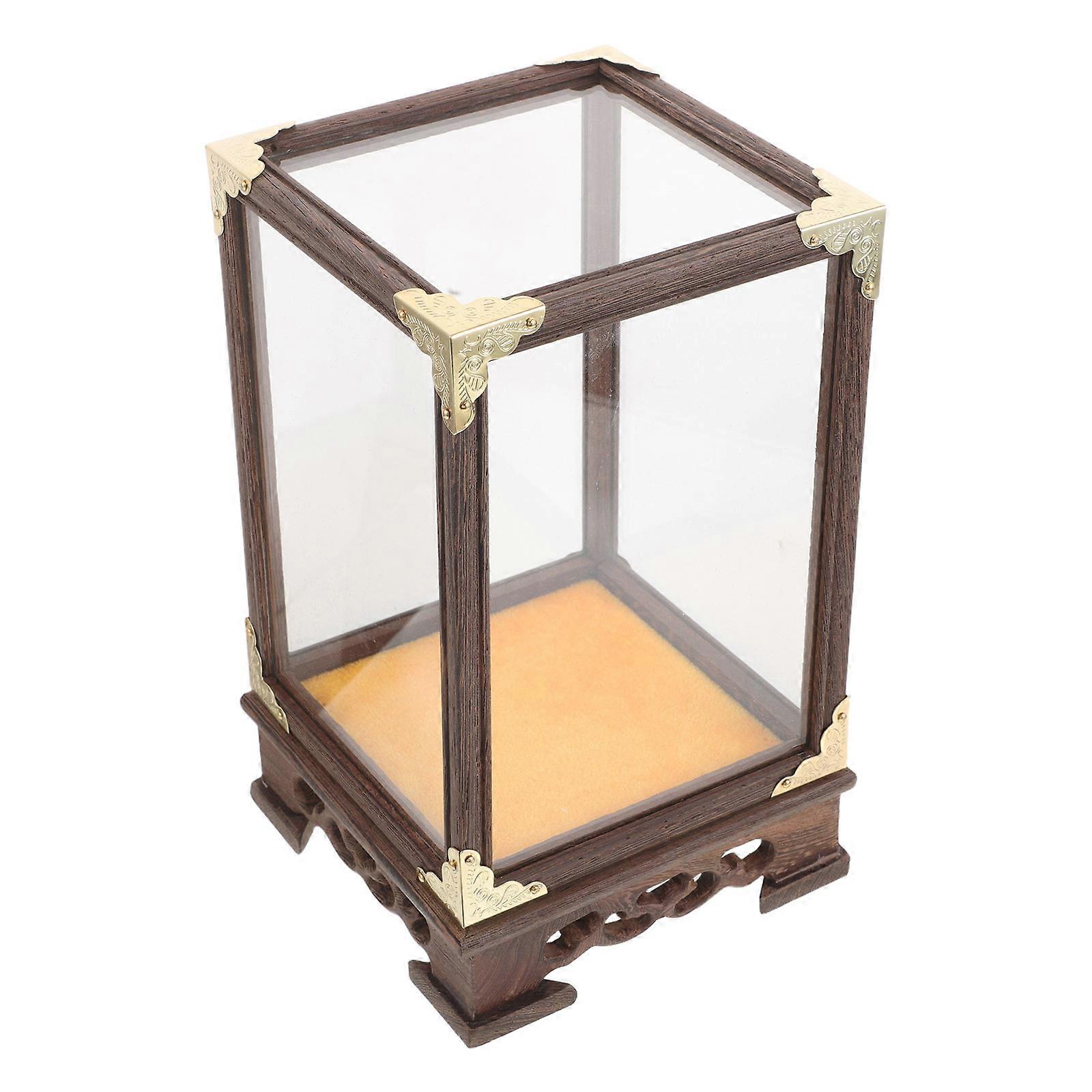 Boîte de rangement en verre avec cadre en bois pour objets de collection, 2 pièces