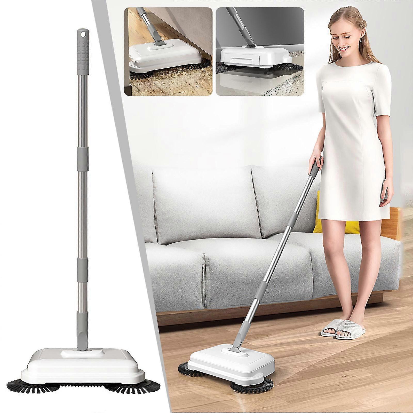 Mini Hand Push Sweeper Mop with Dustpan, Carpet Broom for Home Dorm Apartment Hotel Office, White, Compatible with small spaces