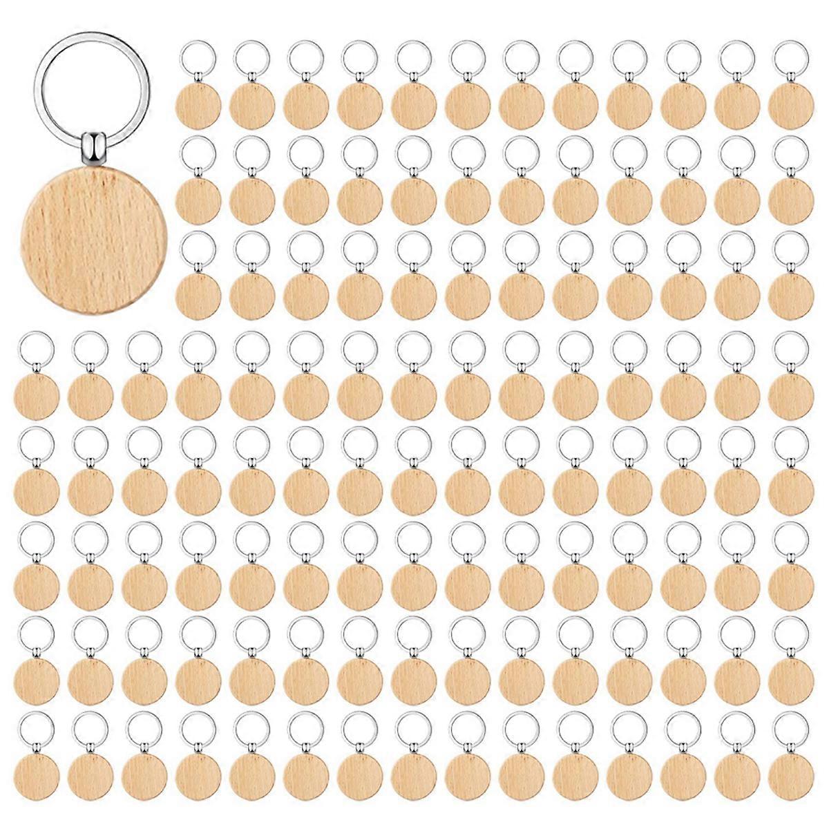 50 Pieces Blank Wooden Key Tag Key Engraving Key Tags,Round