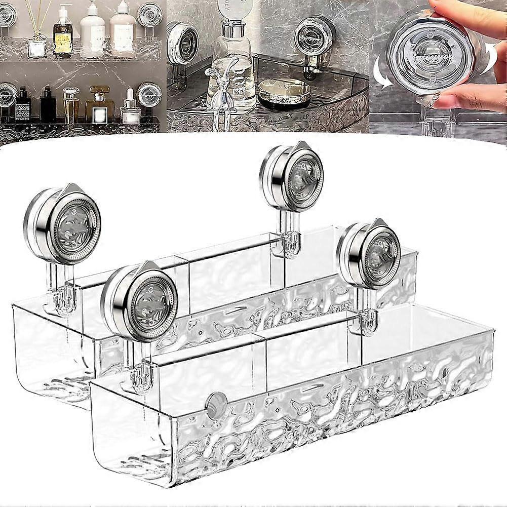 No Drill Clear Wall Caddy Set Of 2, 2024 Light Luxury Glacier Pattern Suction Cup Shelf