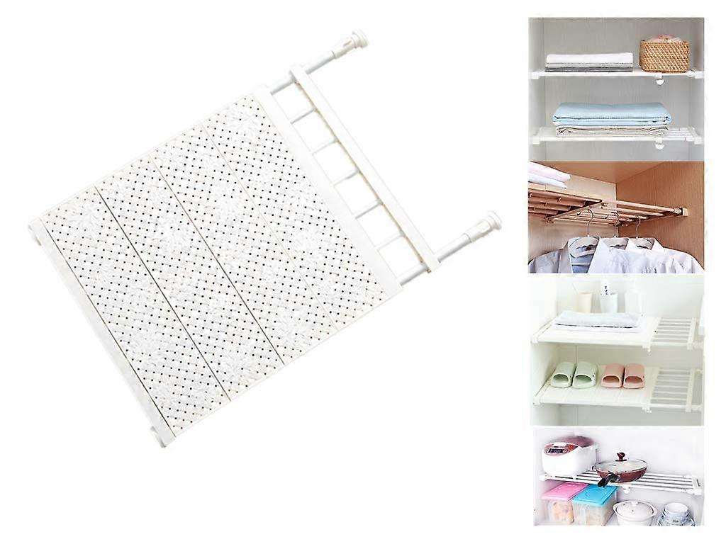 Adjustable Expandable Wardrobe Storage Organizer Rack Telescopic No Drilling Carbon Steel White 5390cm