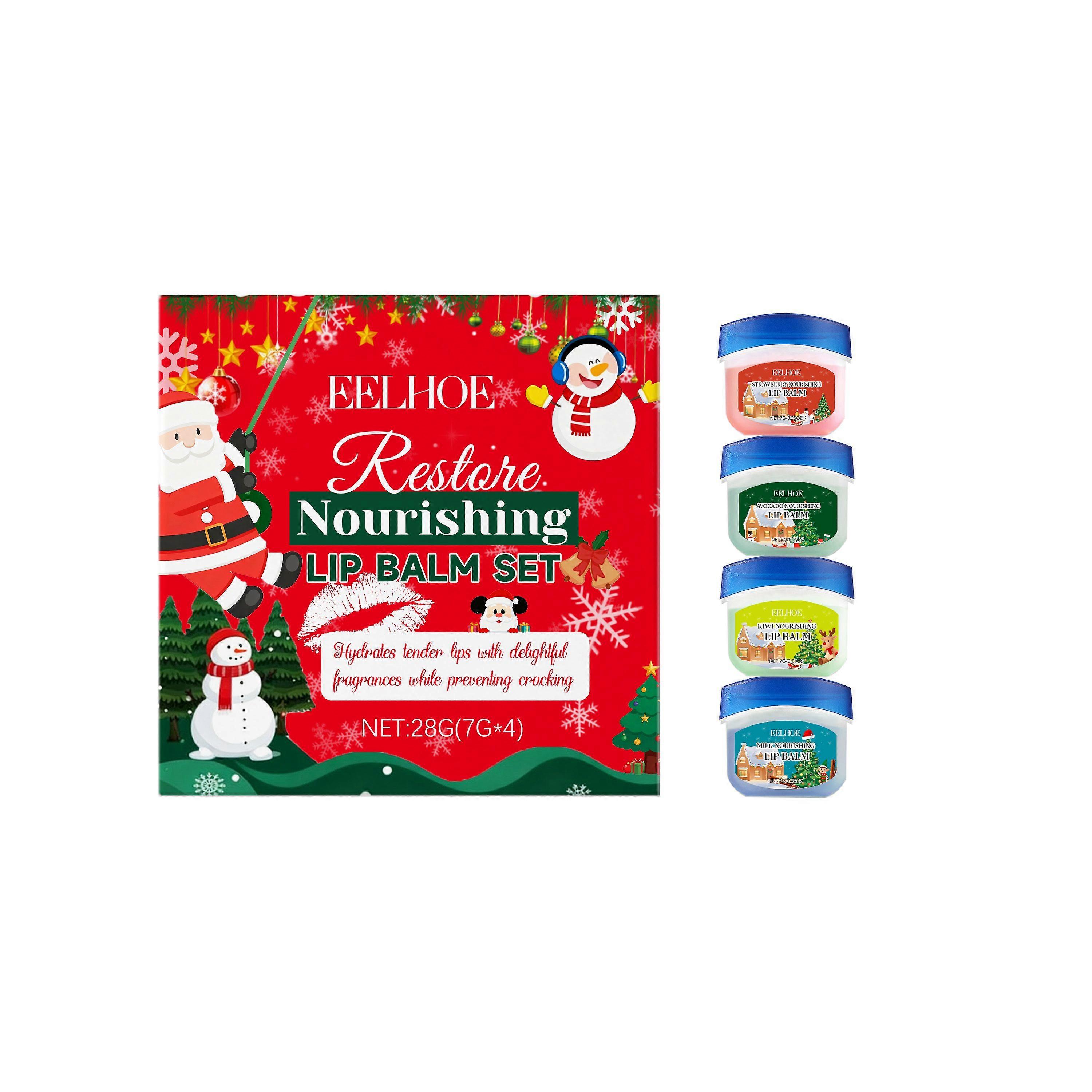EELHOE Christmas Moisturizing Lip Balm Set For Daily Moisturizing, Lustrous And Tender Lips, Keeping The Skin Hydrated And Non-Sticky
