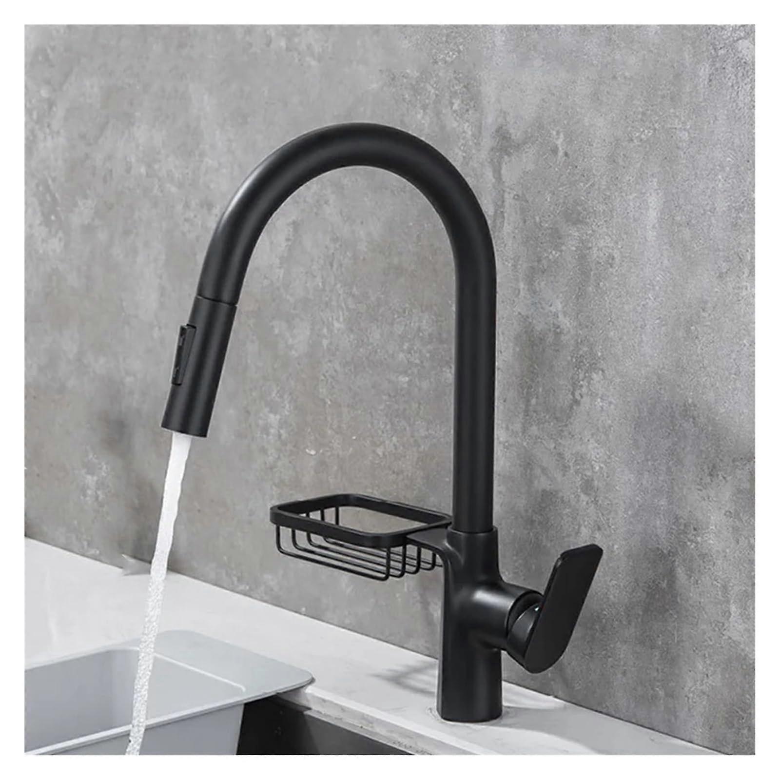 Brass PullOut Kitchen Faucet 360 Degree Rotation Deck Mounted Sink Mixer Crane Stream Nozzle Hot Cold Water Gun Gray