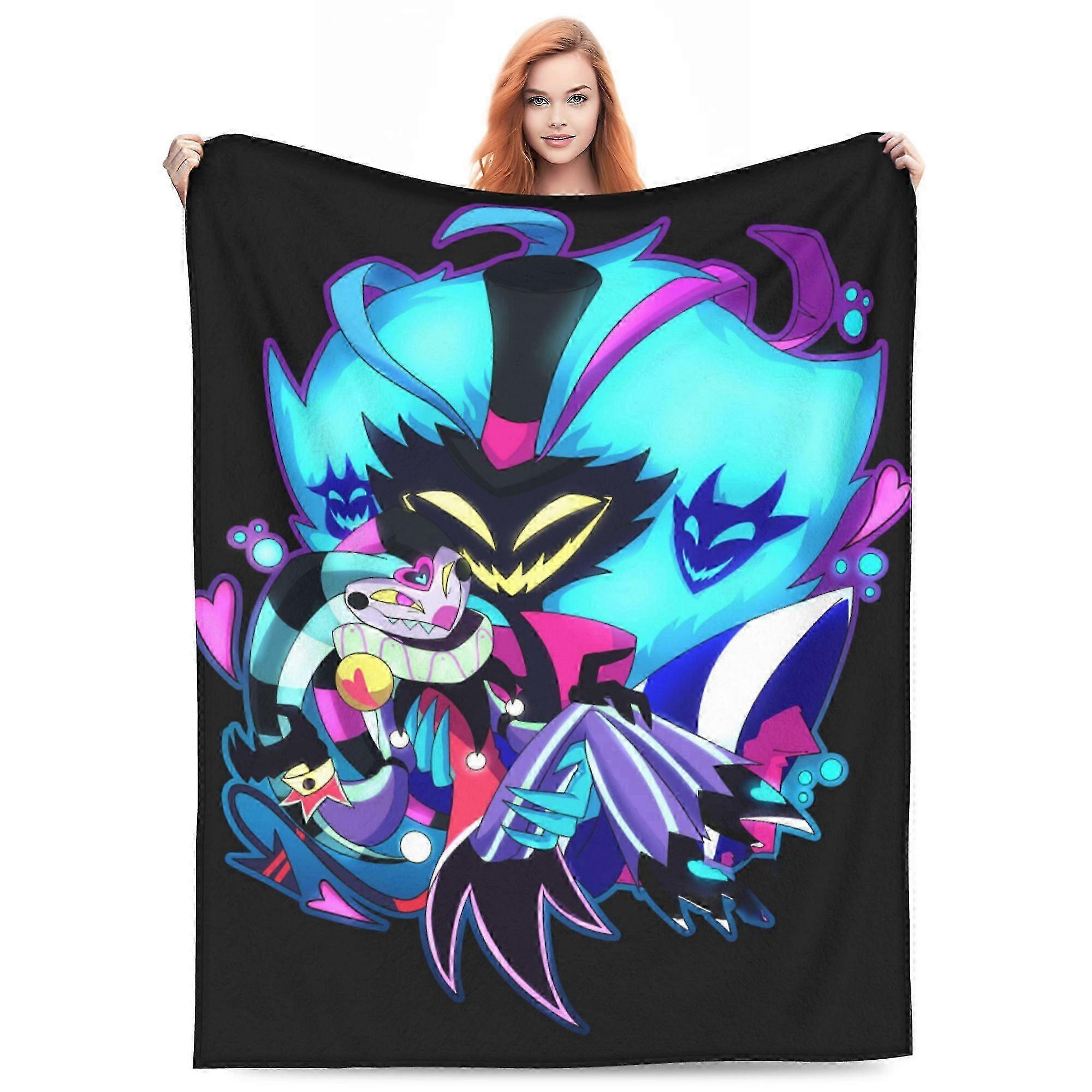 Super Soft Hazbin Hotel Helluva Boss Bed Blankets Lightweight Flannel Throws Blankets All Seasons Blankets For Sofa Bed Travel Camping WTMT6